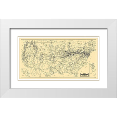 Pennsylvania Railroad and Connections 1889 White Modern Wood Framed Art Print with Double Matting by Patterson