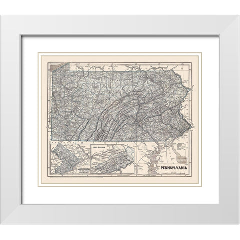 Pennsylvania - Morse 1845 White Modern Wood Framed Art Print with Double Matting by Morse