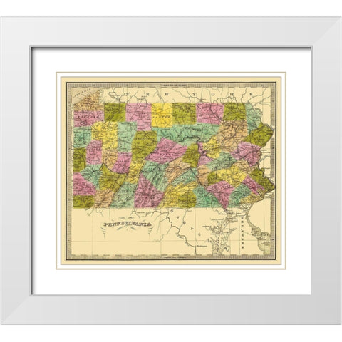 Pennsylvania - Greenleaf 1840 White Modern Wood Framed Art Print with Double Matting by Greenleaf