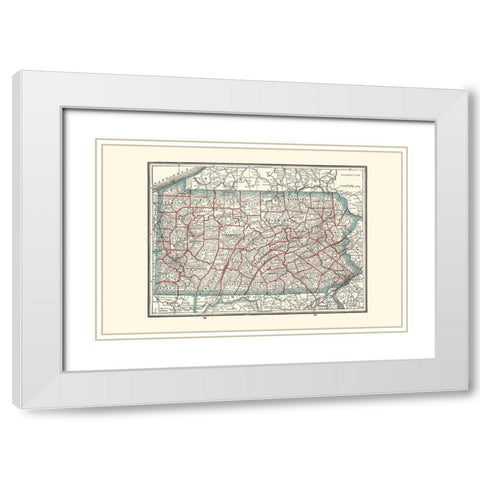 Pennsylvania - Rathbun 1893 White Modern Wood Framed Art Print with Double Matting by Rathbun