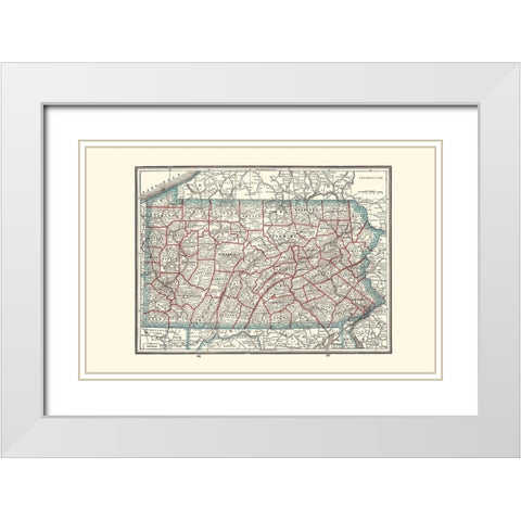 Pennsylvania - Rathbun 1893 White Modern Wood Framed Art Print with Double Matting by Rathbun