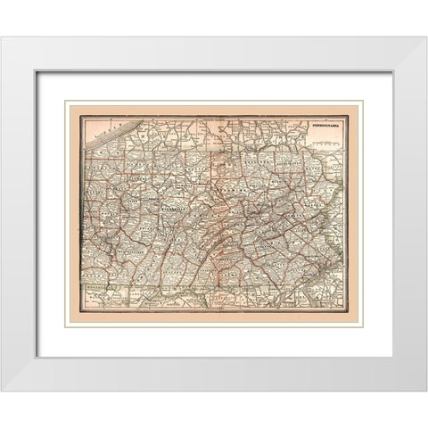Pennsylvania -1894 White Modern Wood Framed Art Print with Double Matting by Unknown