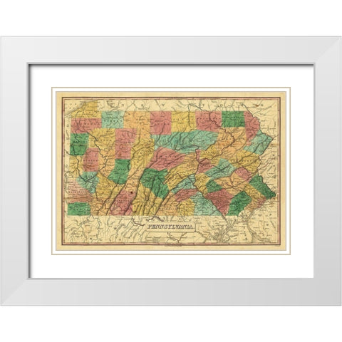 Pennsylvania - Finley 1829  White Modern Wood Framed Art Print with Double Matting by Finley