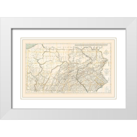 Pennsylvania - Howell 1792  White Modern Wood Framed Art Print with Double Matting by Howell