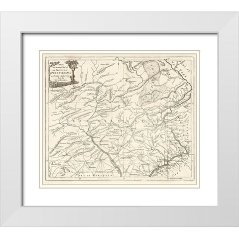 Pennsylvania -1780 White Modern Wood Framed Art Print with Double Matting by Unknown