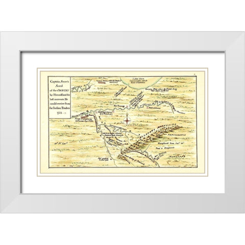 Captain Snows Sketch of Country - Snow 1754 White Modern Wood Framed Art Print with Double Matting by Snow