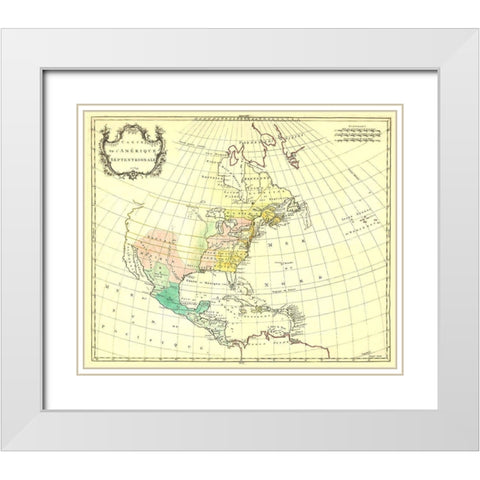 North America - 1754 White Modern Wood Framed Art Print with Double Matting by Unknown