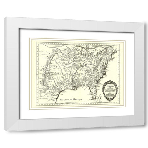 Louisiana with Neighboring Countries - 1750 White Modern Wood Framed Art Print with Double Matting by Unknown