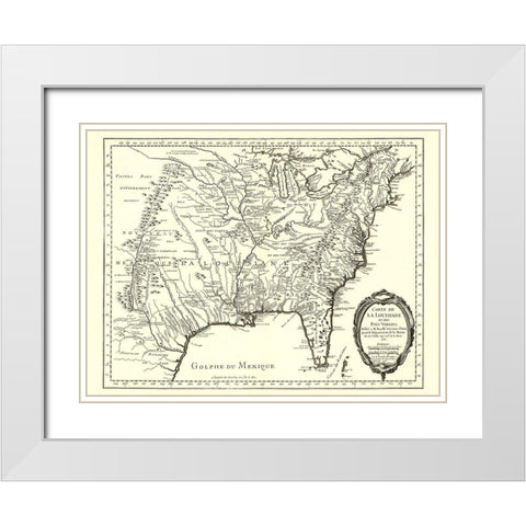 Louisiana with Neighboring Countries - 1750 White Modern Wood Framed Art Print with Double Matting by Unknown