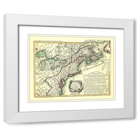 English Colonies in North America - Overton 1756 White Modern Wood Framed Art Print with Double Matting by Overton