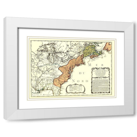 Canada Louisiana New France with English White Modern Wood Framed Art Print with Double Matting by Nolin