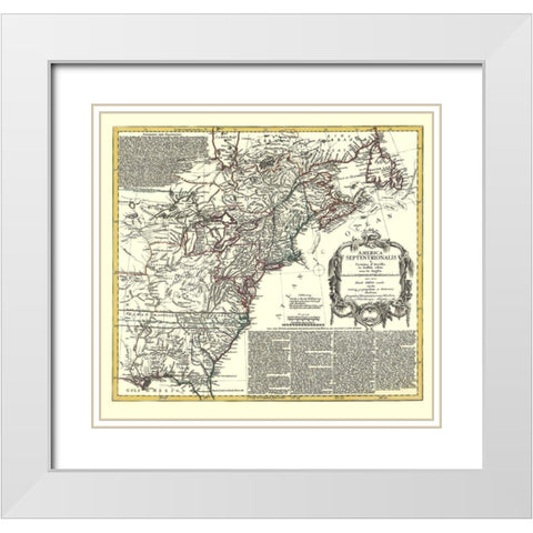 North America with Virginia Colonies White Modern Wood Framed Art Print with Double Matting by D''Anville