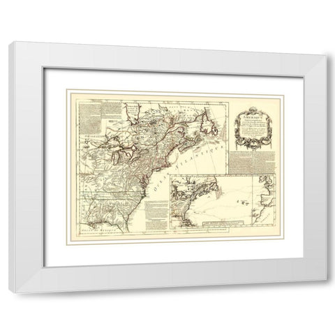North America New Discoveries - Gefferys 1757 White Modern Wood Framed Art Print with Double Matting by Gefferys