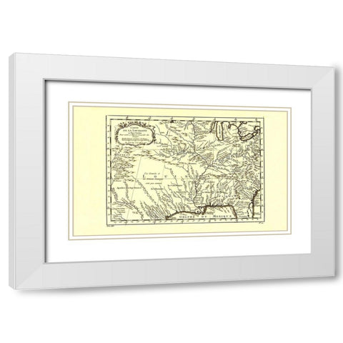 Louisiana with Neighboring Countries - 1757 White Modern Wood Framed Art Print with Double Matting by Unknown