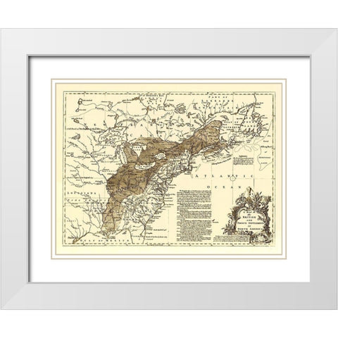 British French Settlements 1750 White Modern Wood Framed Art Print with Double Matting by Unknown