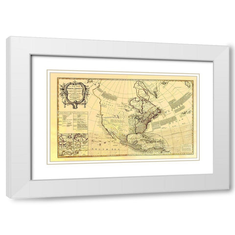 North America with West India Islands White Modern Wood Framed Art Print with Double Matting by D''Anville