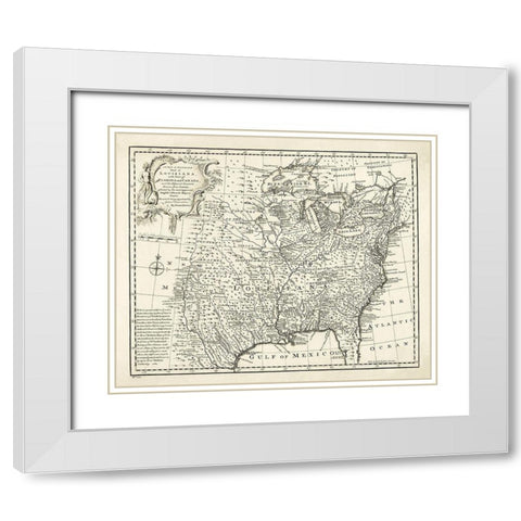 Louisiana with Florida Canada - Bowen 1750 White Modern Wood Framed Art Print with Double Matting by Bowen