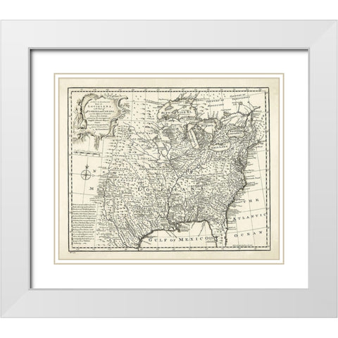 Louisiana with Florida Canada - Bowen 1750 White Modern Wood Framed Art Print with Double Matting by Bowen