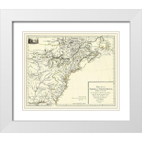 America Septentrional Divided Two Parts - Cruz White Modern Wood Framed Art Print with Double Matting by Cruz