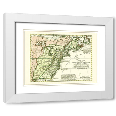 Great Britain Colonies North America - Tirion 1755 White Modern Wood Framed Art Print with Double Matting by Tirion