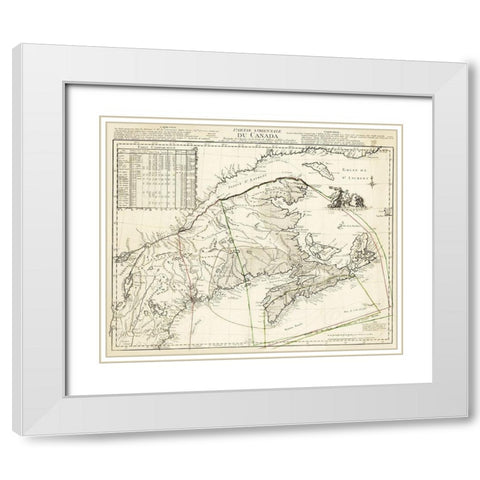 Eastern Canada - Jefferys 1755 White Modern Wood Framed Art Print with Double Matting by Jefferys