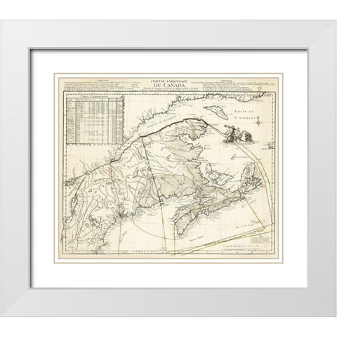 Eastern Canada - Jefferys 1755 White Modern Wood Framed Art Print with Double Matting by Jefferys