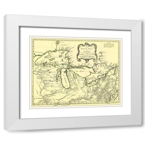 Western Part of New France Or Canada 1755 White Modern Wood Framed Art Print with Double Matting by Unknown