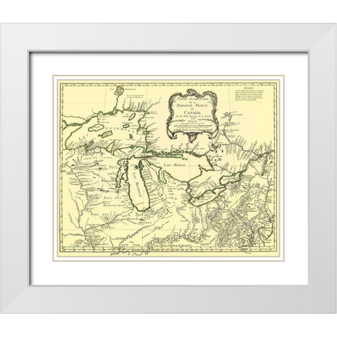 Western Part of New France Or Canada 1755 White Modern Wood Framed Art Print with Double Matting by Unknown