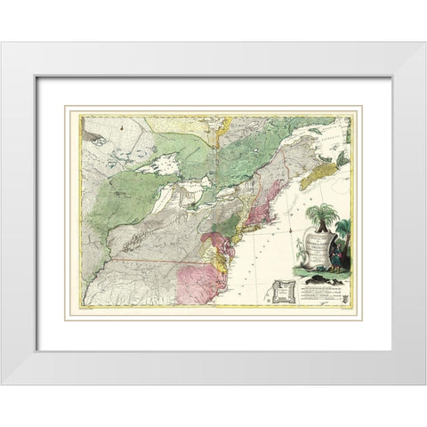 Theatrum Belli in America Septentrionali White Modern Wood Framed Art Print with Double Matting by Rhode