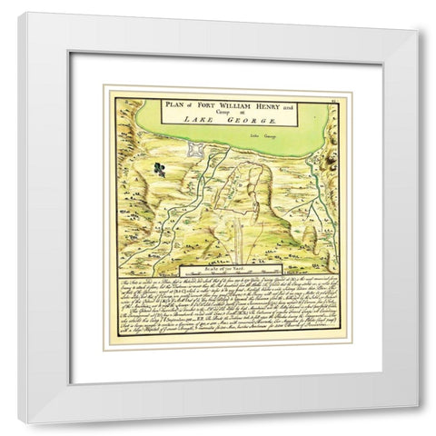 Plan of Fort William Henry at Lake George 1750 White Modern Wood Framed Art Print with Double Matting by Unknown