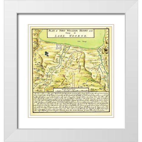 Plan of Fort William Henry at Lake George 1750 White Modern Wood Framed Art Print with Double Matting by Unknown