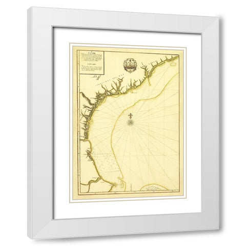 South Carolina Cape Canaveral Coast - Linares 1756 White Modern Wood Framed Art Print with Double Matting by Linares