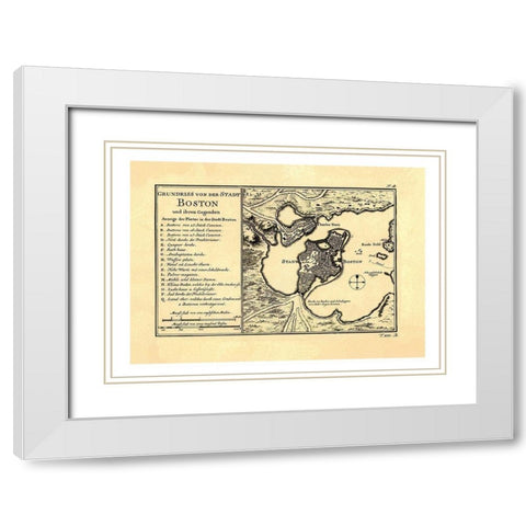 Boston Massachusetts - Arkstee 1758 White Modern Wood Framed Art Print with Double Matting by Arkstee