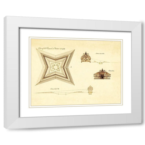 Fort Pownal at Penobscot - 1759 White Modern Wood Framed Art Print with Double Matting by Unknown