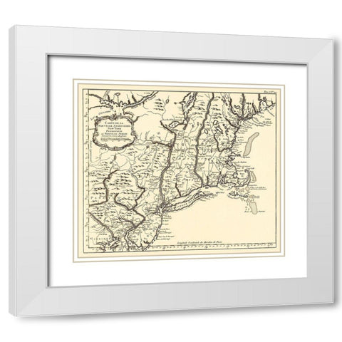 New York, Pennsylvania, and New Jersey  1757 White Modern Wood Framed Art Print with Double Matting by Unknown