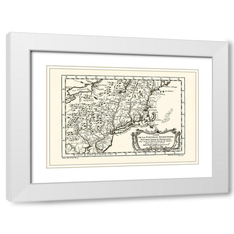 New England New York Pennsylvania - 1757 White Modern Wood Framed Art Print with Double Matting by Unknown