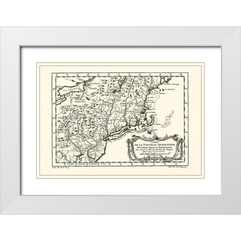 New England New York Pennsylvania - 1757 White Modern Wood Framed Art Print with Double Matting by Unknown