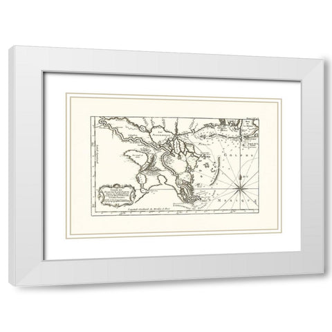 Louisiana Mississippi Alabama - 1760 White Modern Wood Framed Art Print with Double Matting by Unknown