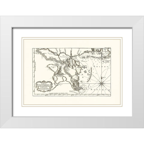 Louisiana Mississippi Alabama - 1760 White Modern Wood Framed Art Print with Double Matting by Unknown