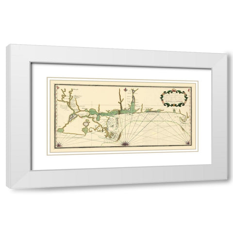 Louisiana Coast Mouth of Mississippi White Modern Wood Framed Art Print with Double Matting by Lefargue