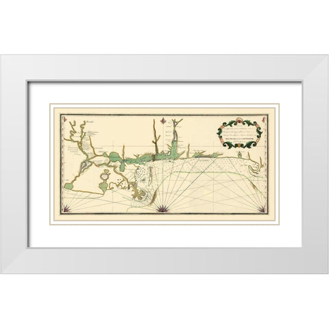 Louisiana Coast Mouth of Mississippi White Modern Wood Framed Art Print with Double Matting by Lefargue