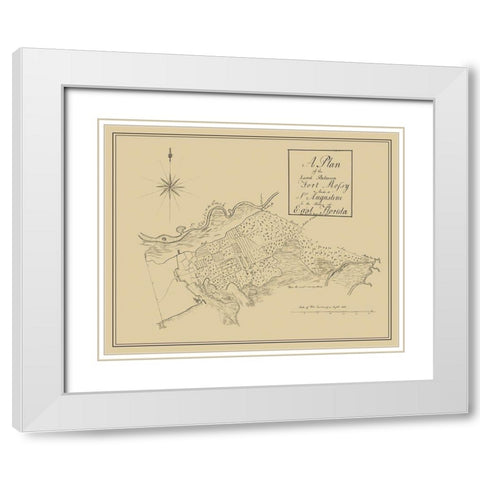 Plan Fort Mossy St Augustine Florida - Roworth White Modern Wood Framed Art Print with Double Matting by Roworth