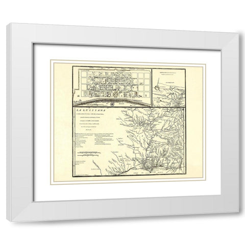 Louisiana with New Orleans - Madrid 1762 White Modern Wood Framed Art Print with Double Matting by Madrid