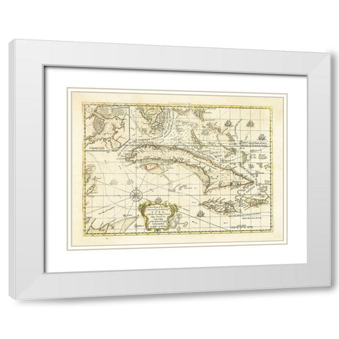 Currents Ships Courses Cuba - 1762 White Modern Wood Framed Art Print with Double Matting by Unknown