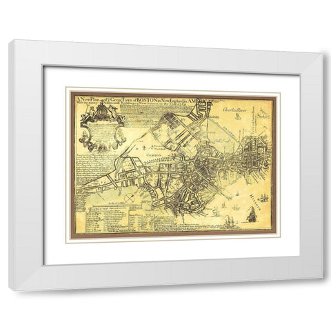 Boston in New England in America - Price 1769 White Modern Wood Framed Art Print with Double Matting by Price