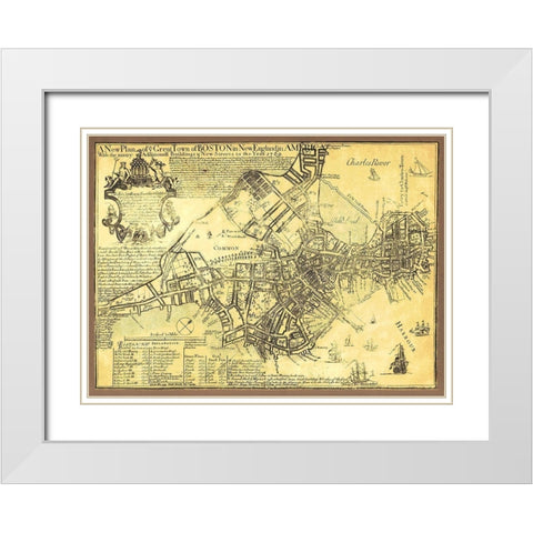 Boston in New England in America - Price 1769 White Modern Wood Framed Art Print with Double Matting by Price