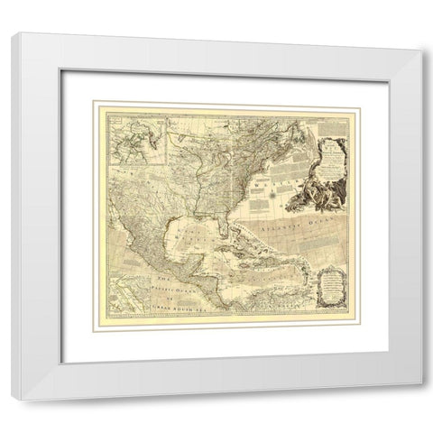 North America with British and Spanish Dominions White Modern Wood Framed Art Print with Double Matting by Unknown