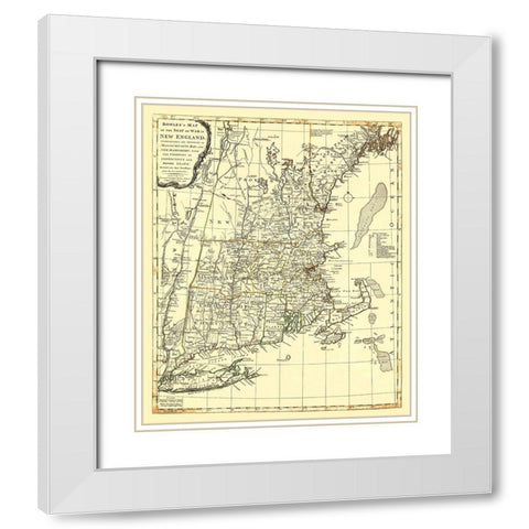 New England Seat of War - Bowles 1776 White Modern Wood Framed Art Print with Double Matting by Bowles