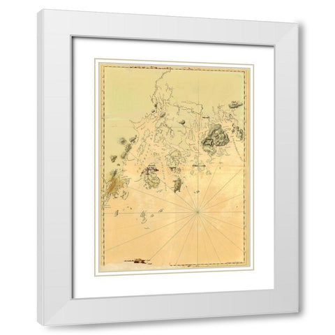 Maine Frenchmans Bay Mosquito Harbor White Modern Wood Framed Art Print with Double Matting by Des Barres