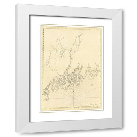 Mosquito Head Spurwink River - Des Barres 1770 White Modern Wood Framed Art Print with Double Matting by Des Barres